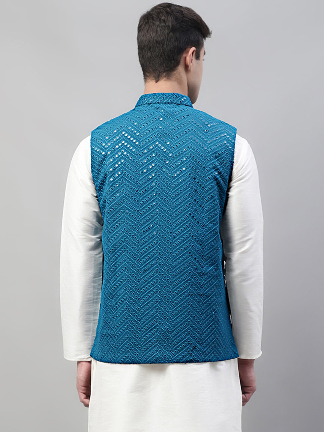 Men's Sequin Rayon Nehru Jacket - Indian Ethnic Wear