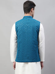 Men Sequins Embroidered Rayon Nehru-MJOWC-4075