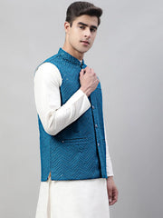 Men's Sequins Rayon Nehru Jacket-JOWC-4075