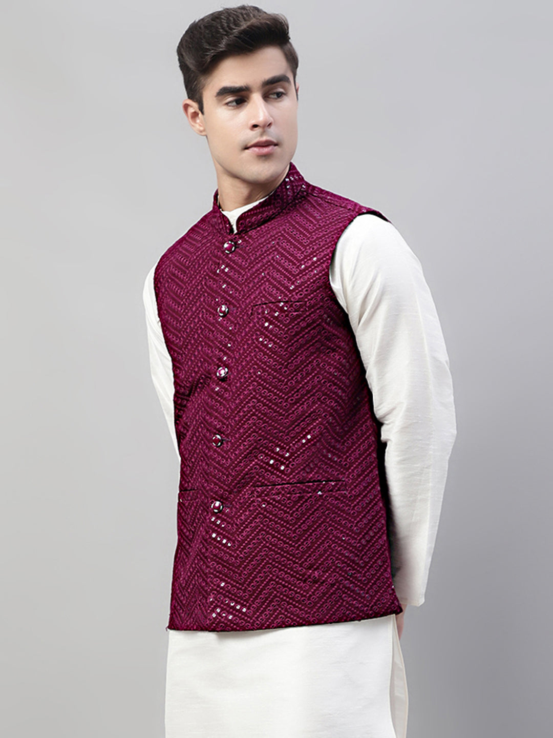 Men's Embroidered Rayon Nehru Jacket | Modi Jacket Collection