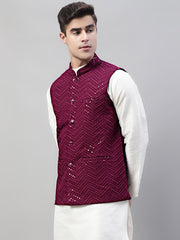 Men Embroidered Rayon Nehru Jacket-MJOWC-4075