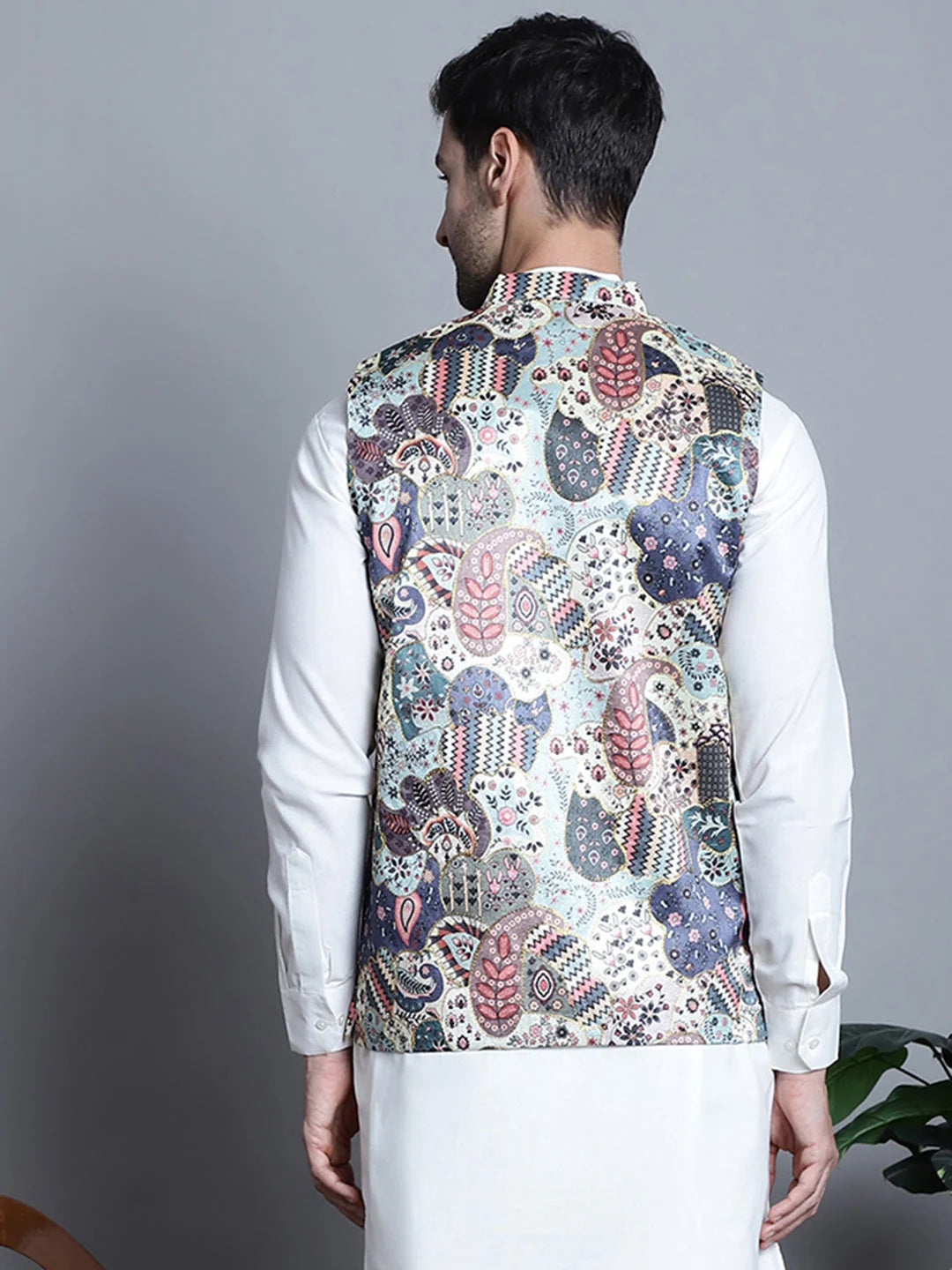 Printed Zari Work Lit Nehru Jacket | Nehru Jacket Wedding