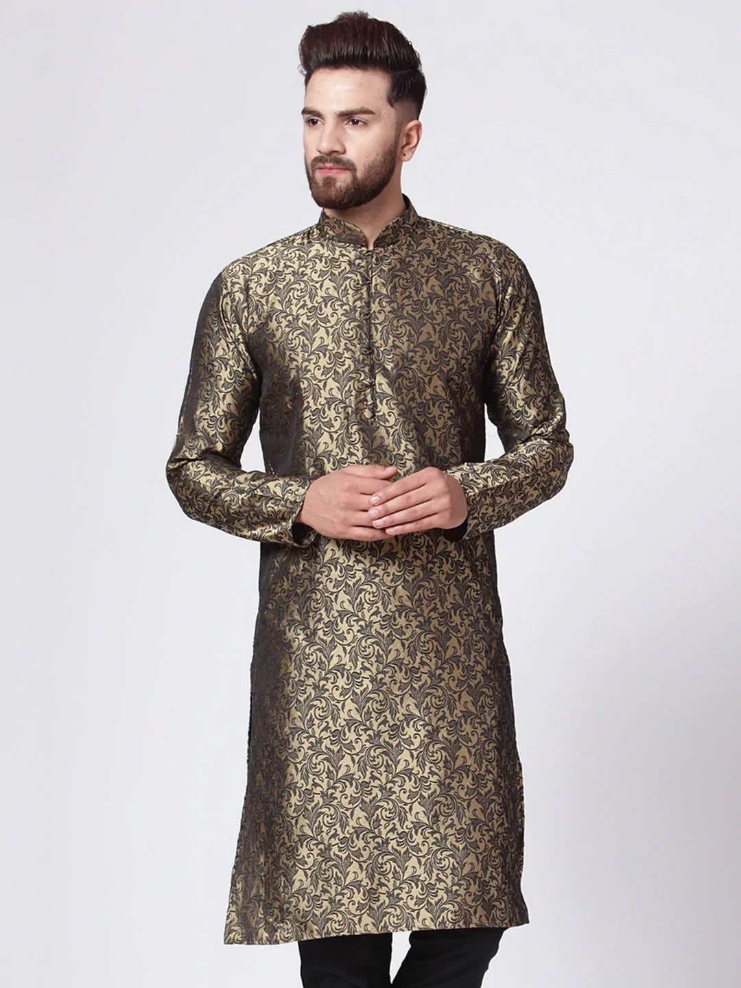 DesiQlo Men Kurta Only - Gold - KO_517Golden_S