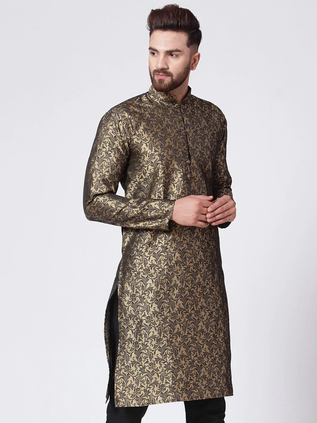 DesiQlo Men Kurta Only - Gold - KO_517Golden_S
