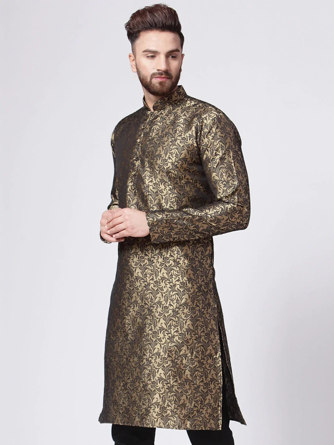 DesiQlo Men Kurta Only - Gold - KO_517Golden_S