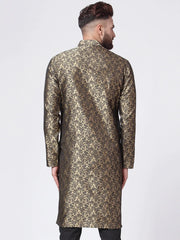 Men Golden & Black Self Design Kurta Only ( KO 517 Golden )