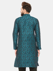 Men Green & Black Self Design Kurta Only ( JOK 517 Green )-KO-517