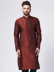 Men Maroon & Black Self Design Kurta Only ( KO 517 Maroon )
