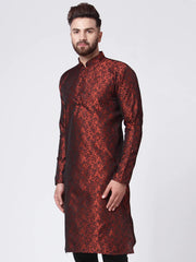 Men Maroon & Black Self Design Kurta Only ( JOK 517 Maroon )-KO-517