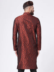 Men Maroon & Black Self Design Kurta Only ( JOK 517 Maroon )-KO-517