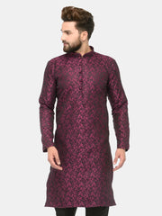 Men Purple & Black Self Design Kurta Only ( KO 517 Purple )-KO-517