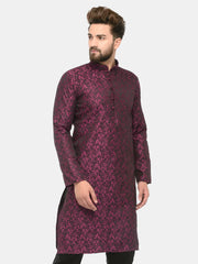 Men Purple & Black Self Design Kurta Only ( KO 517 Purple )-KO-517