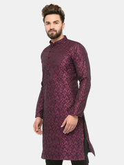 Men Purple & Black Self Design Kurta Only ( KO 517 Purple )-KO-517