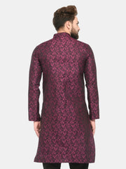 Men Purple & Black Self Design Kurta Only ( KO 517 Purple )-KO-517
