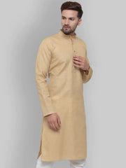 Men Beige & White Solid Kurta Only ( KO 532 Beige )-KO-532