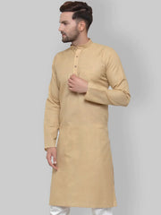 Men Beige & White Solid Kurta Only ( KO 532 Beige )-KO-532