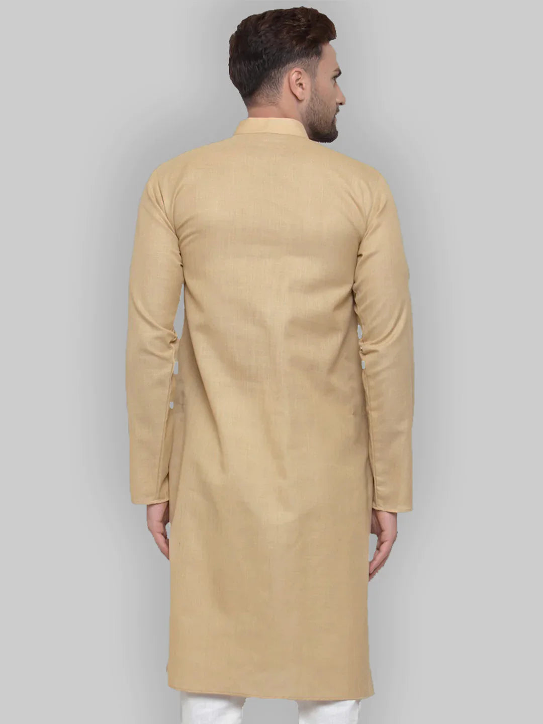 Beige & White Cotton Mens Kurta | Indian Kurta for Men