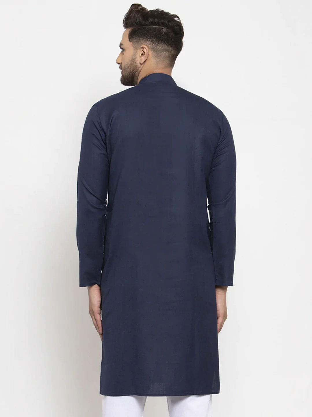 Navy Blue Mens Kurta - Short Kurta for Men | Cotton Indian Kurta