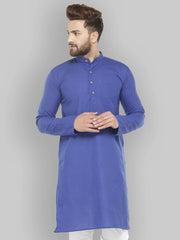 Royal Blue & White Solid Kurta Only ( KO 532 Royal )-KO-532