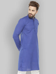 Royal Blue & White Solid Kurta Only ( KO 532 Royal )-KO-532