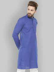 Royal Blue & White Solid Kurta Only