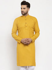 Yellow & White Solid Kurta Only ( KO 532 Yellow )-KO-532