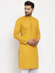 Yellow & White Solid Kurta Only ( KO 532 Yellow )-KO-532