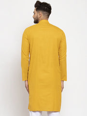 Yellow & White Solid Kurta Only ( KO 532 Yellow )-KO-532
