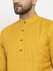 Yellow & White Solid Kurta Only ( KO 532 Yellow )-KO-532