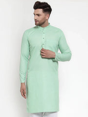 Men Green & White Solid Kurta Only ( KO 611 Green )-KO-611