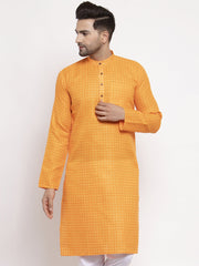 Men's Yellow Woven Kurta Only