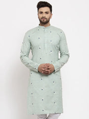 DesiQlo Men's Green Printed Cotton Kurta Only ( KO 635 Green )