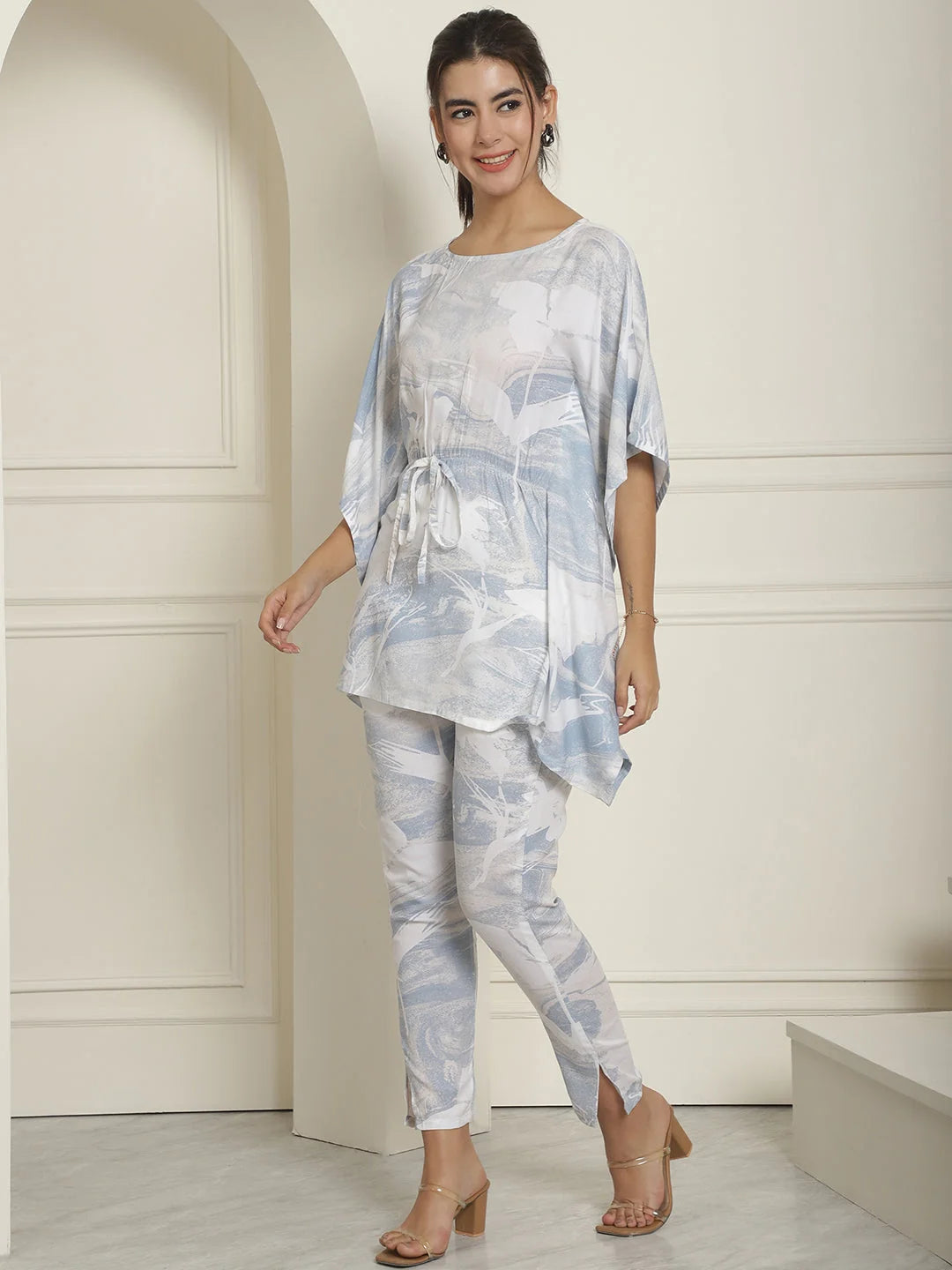 Light Blue Tie Dye Co Ord Sets Women | Rayon Two Piece Sets