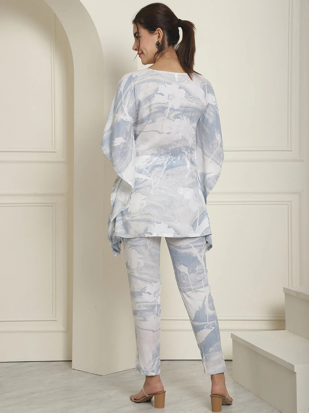 Light Blue Tie Dye Co Ord Sets Women | Rayon Two Piece Sets