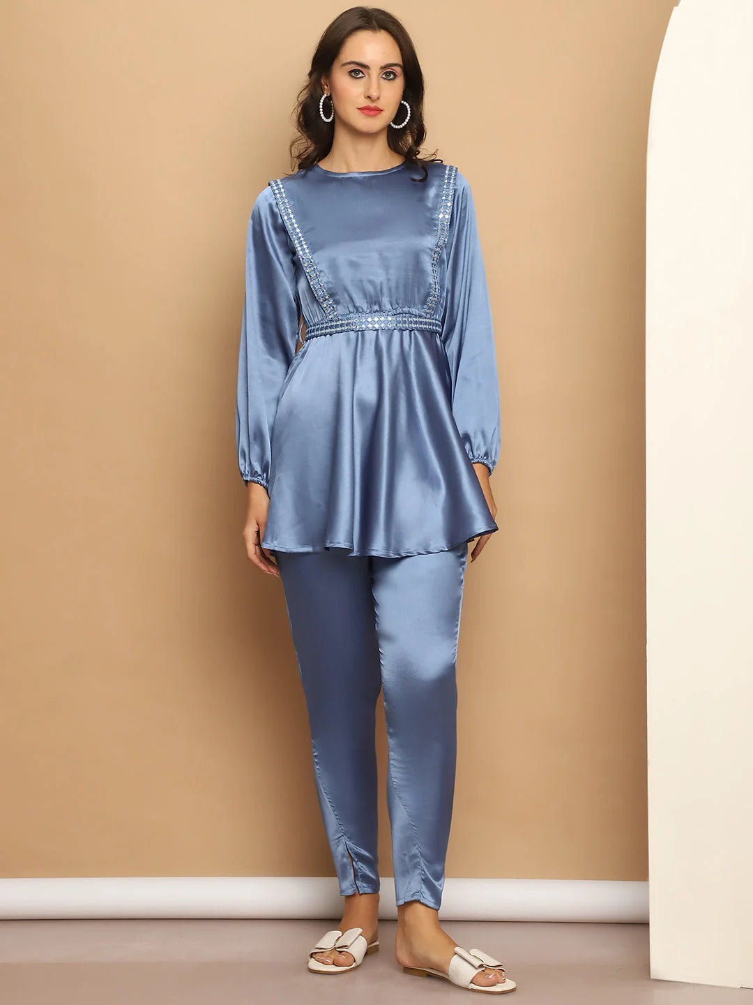 Women's Embroidered Co Ord Sets - Cotton Top and Trouser