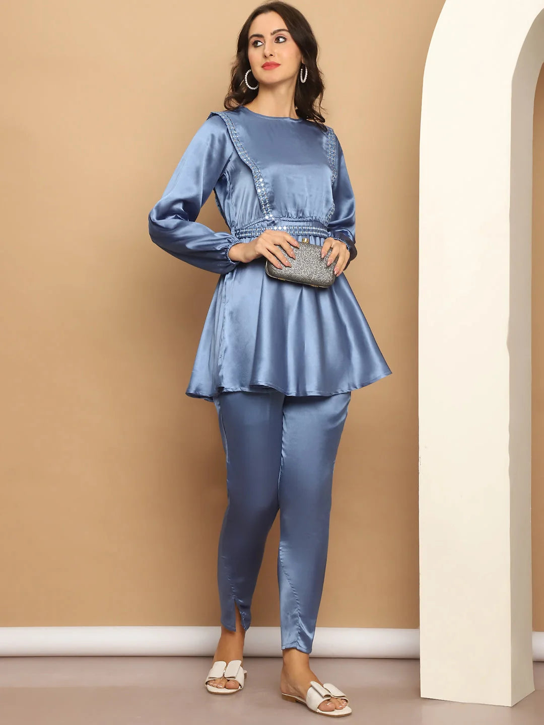 Women's Embroidered Co Ord Sets - Cotton Top and Trouser
