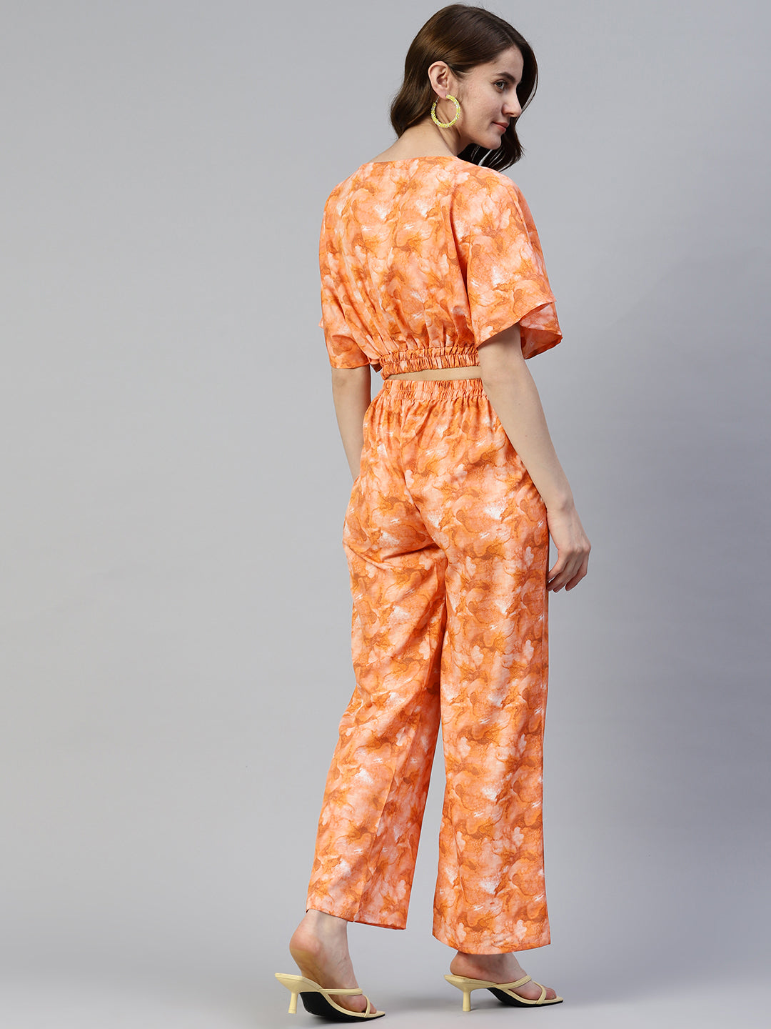DesiQlo Women Printed Women Co-ords set - Orange - JNCS_3006Orange_XS