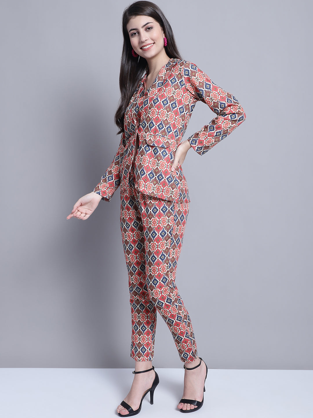 DesiQlo Women Printed Women Co-ords set - Red