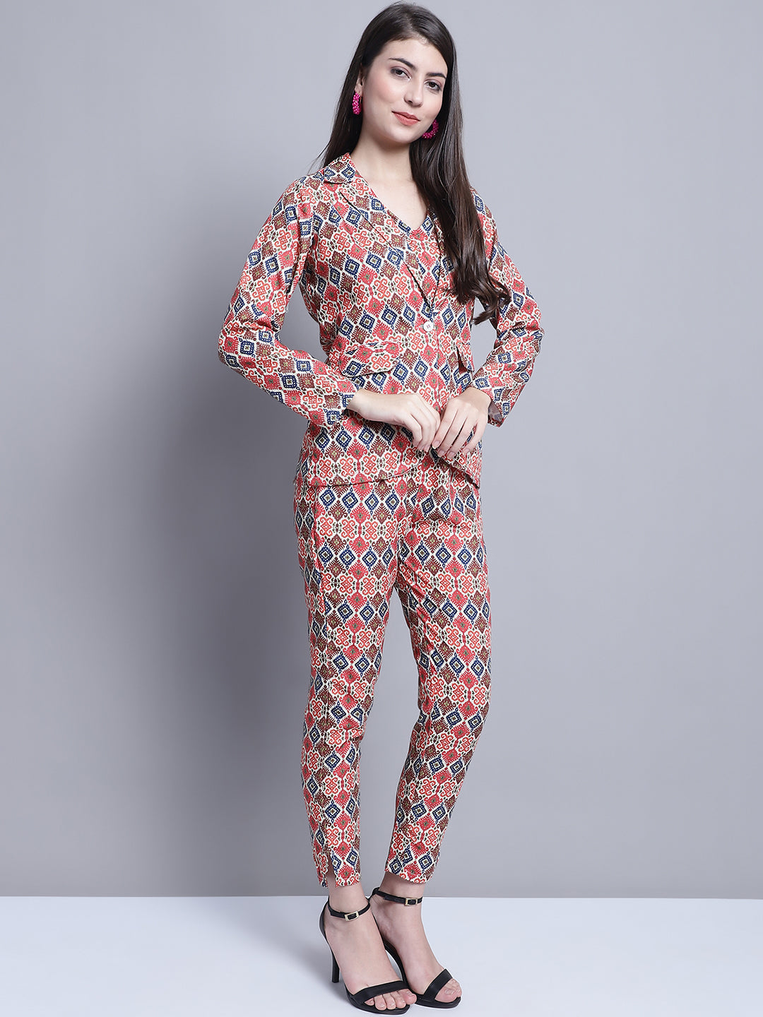 DesiQlo Women Printed Women Co-ords set - Red