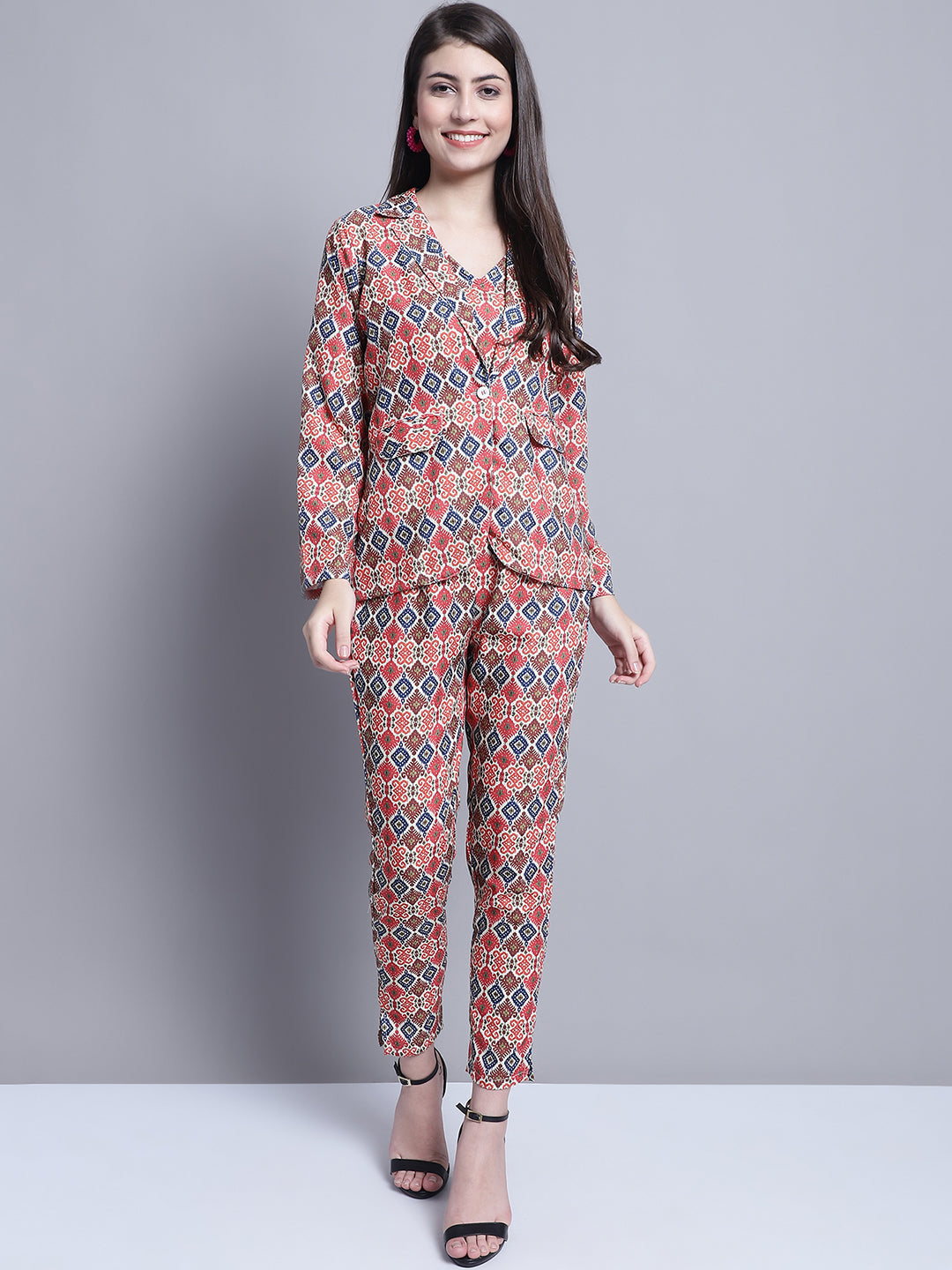 DesiQlo Women Printed Women Co-ords set - Red