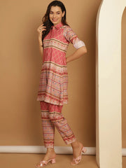 Tunic and Trouser printed co-ords-JNCS-3009Pink