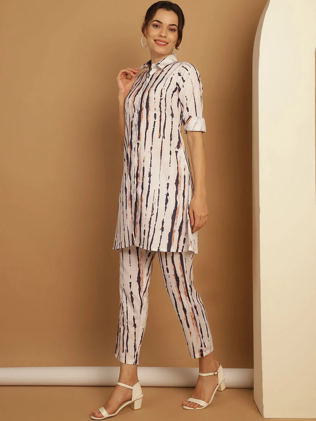 White Printed Co Ord Sets - Two Piece Sets for Women