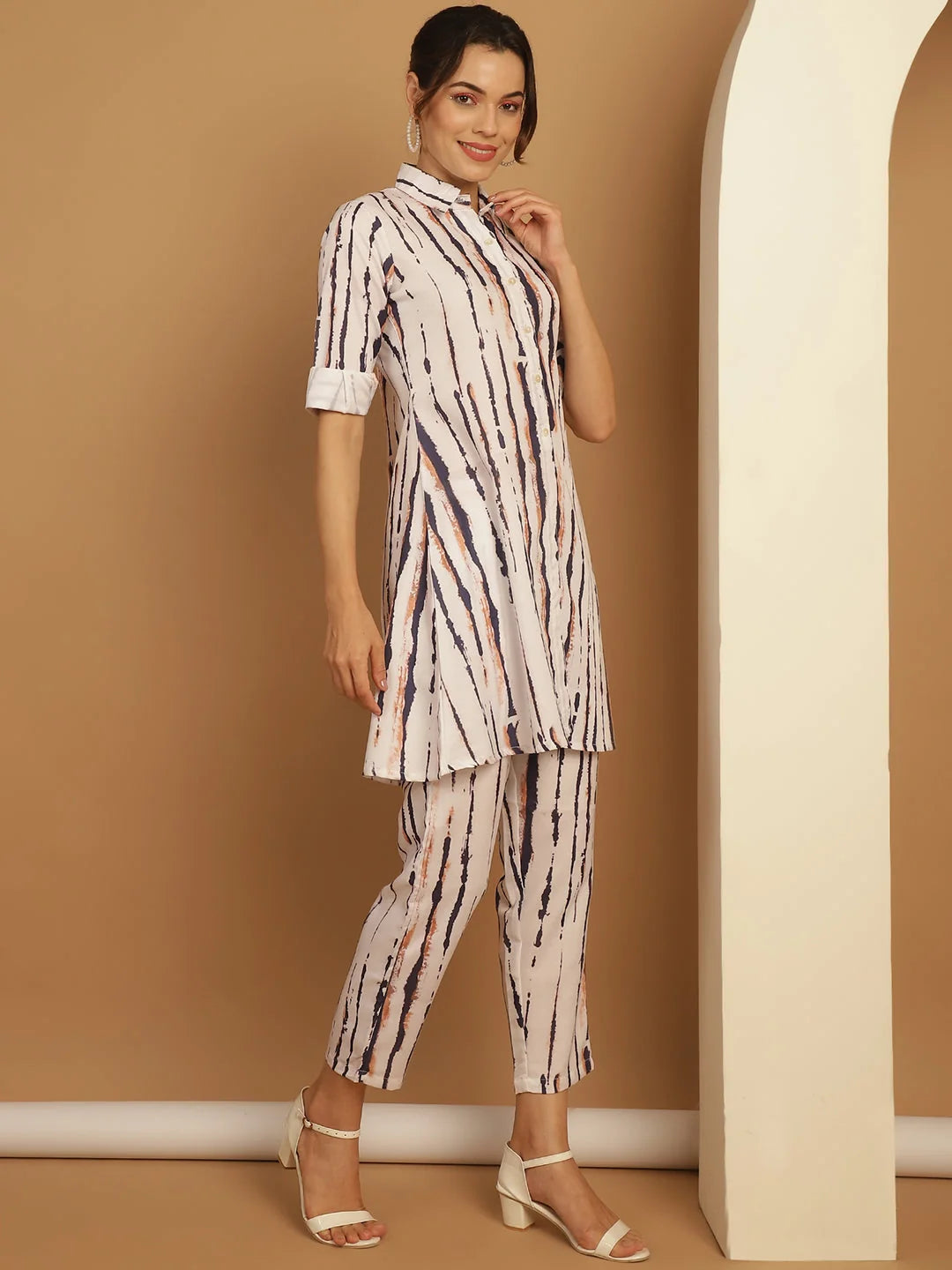 White Printed Co Ord Sets - Two Piece Sets for Women