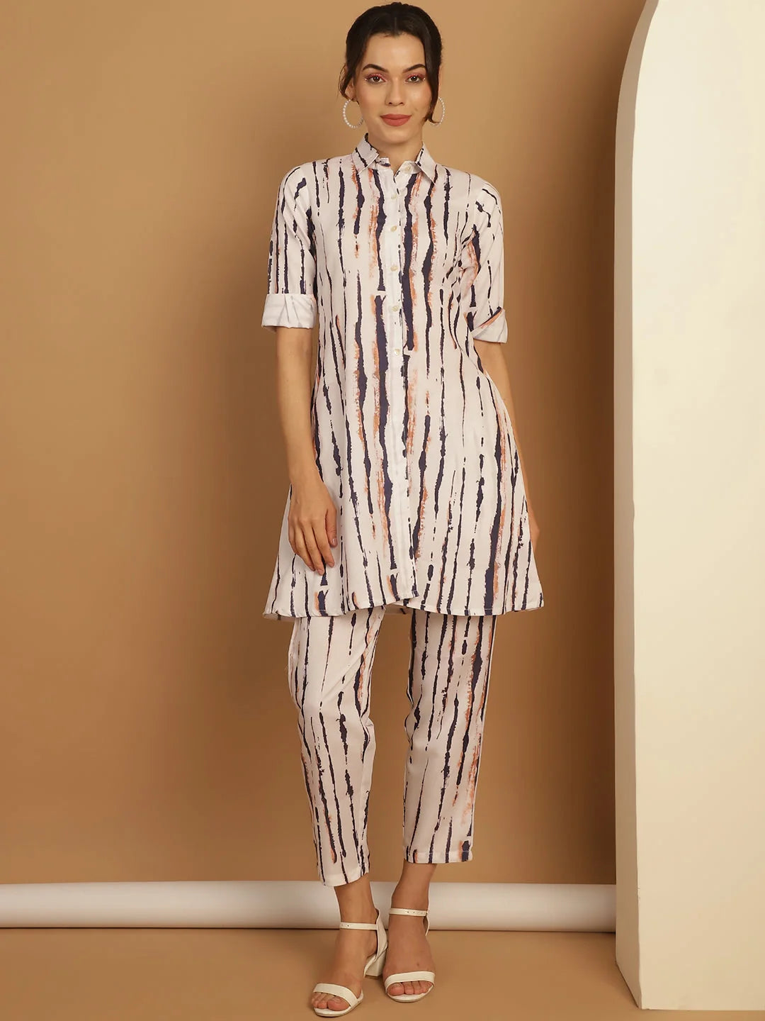 White Printed Co Ord Sets - Two Piece Sets for Women