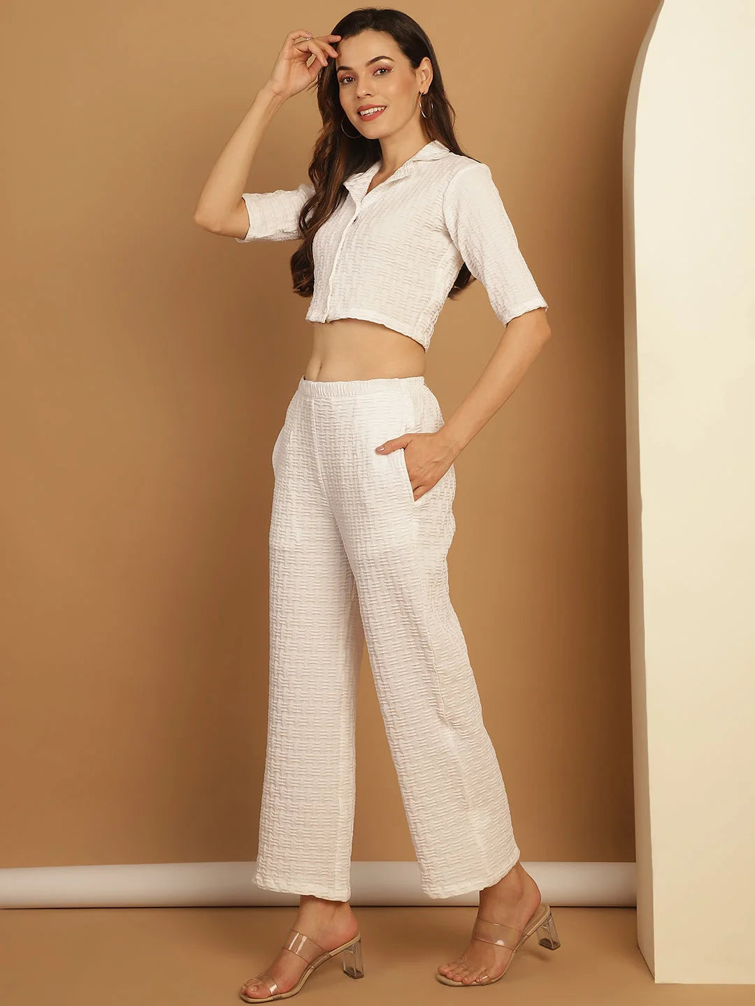 White Co Ord Sets for Women - Two Piece Sets - Cotton Blend