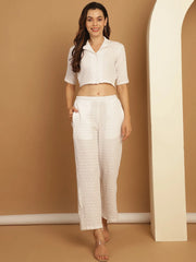 Top and Trouser Woven Design co-ords-JNCS-3010White