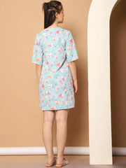 Printed Top With Shorts & shurg-JNCS-3012Blue