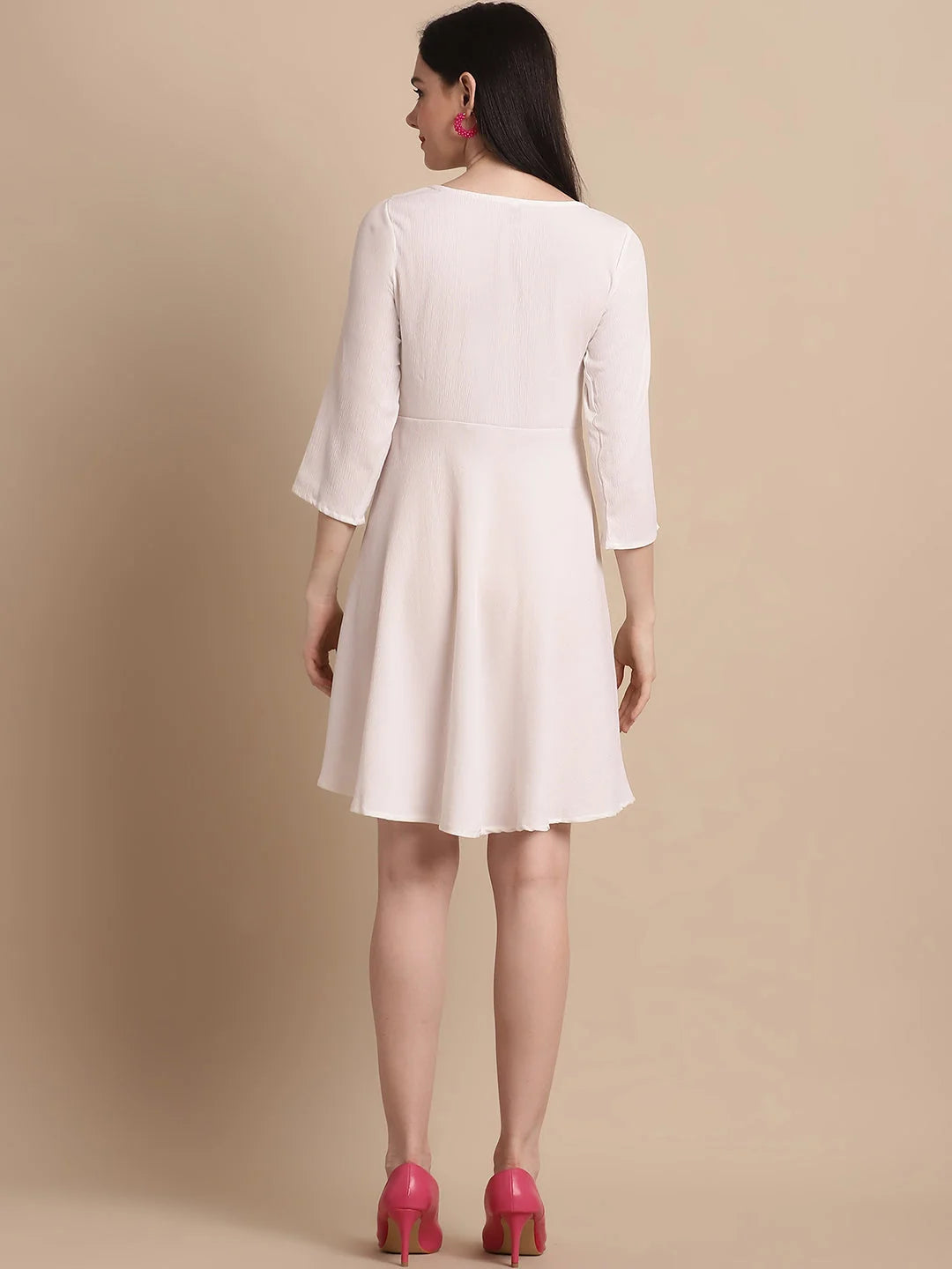 White Solid A-Line Dress | Women's Western Clothing Online