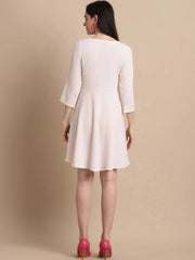 Women White Solid A-Line Dress