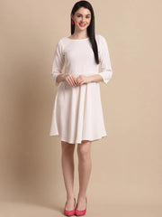 Women White Solid A-Line Dress